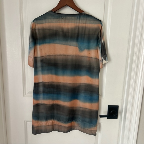 Raquel Allegra Silk Water Color Striped Print Mini Dress Women's Sz 0 Artsy - Picture 6 of 11